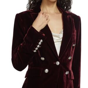 NWT VERONICA BEARD Gaya Dickey Jacket in Merlot Velvet, Size 12